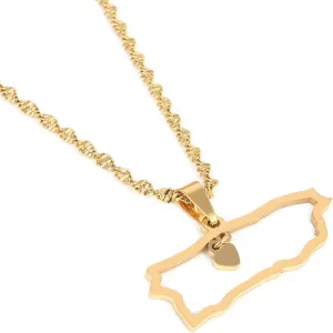Stainless Steel Puerto Rico Map Pendant Necklaces Puerto Ricans Map Jewelry