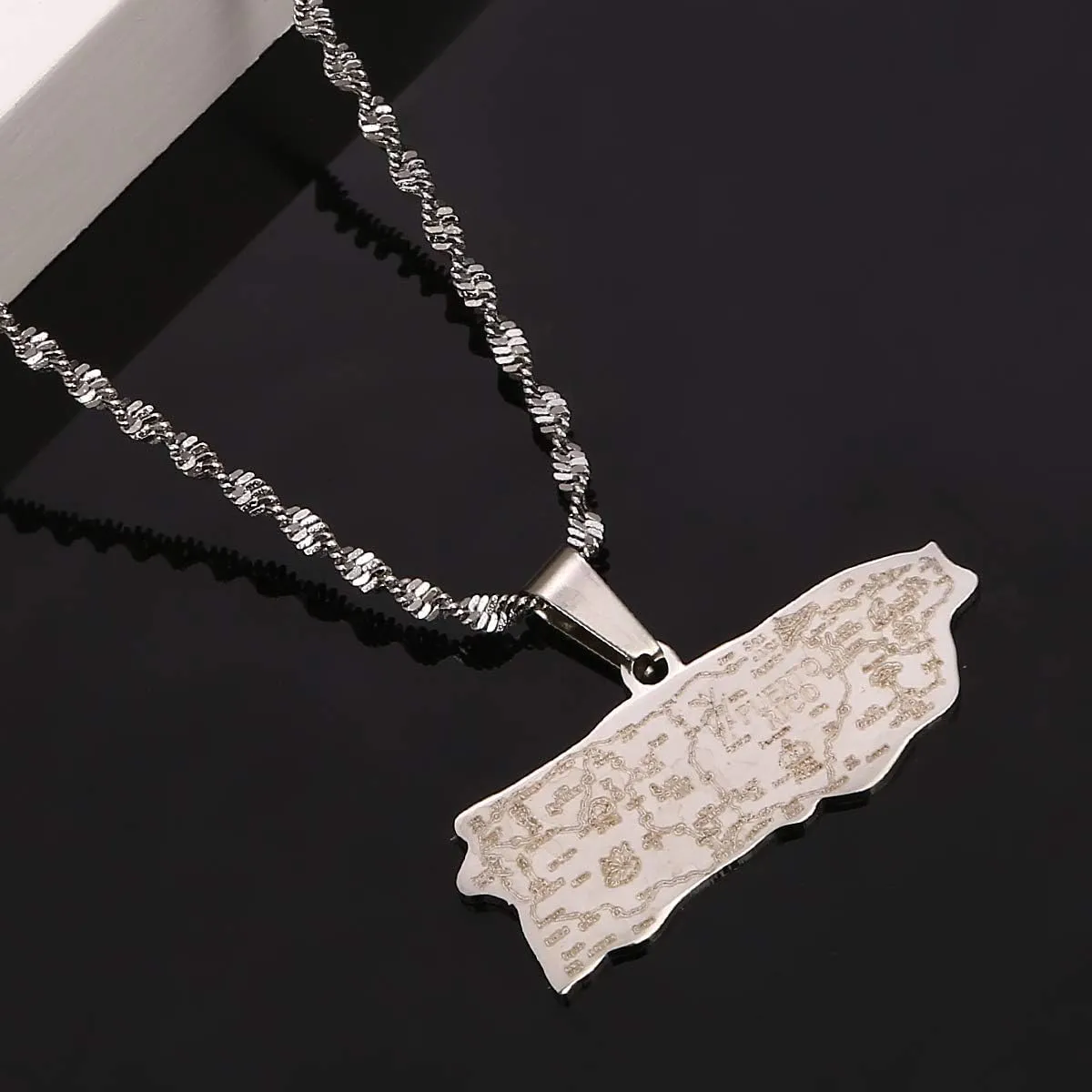 Stainless Steel Puerto Rico Map Pendant Necklaces Puerto Ricans Map Jewelry