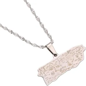 Stainless Steel Puerto Rico Map Pendant Necklaces Puerto Ricans Map Jewelry