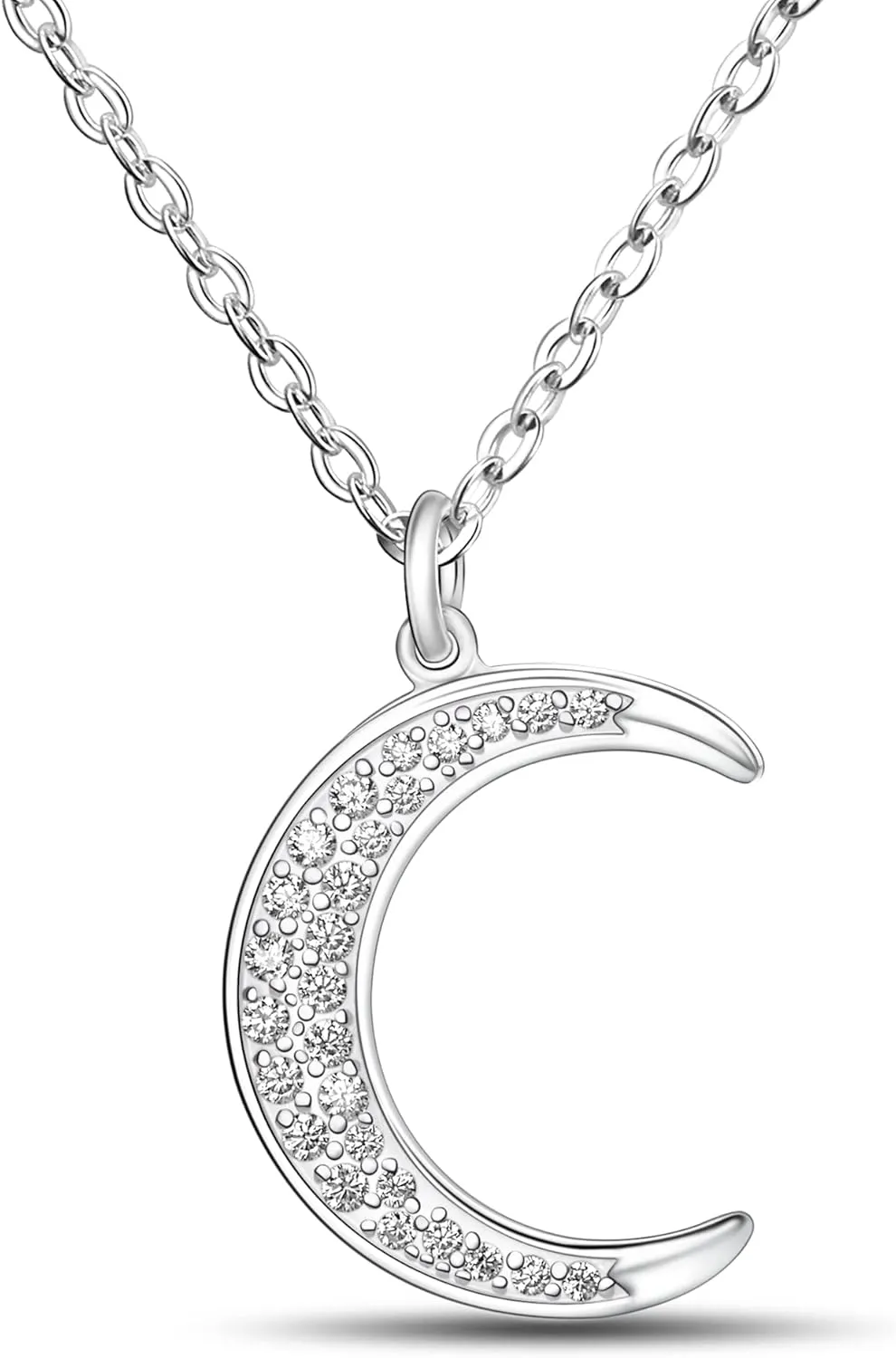 Star Necklaces For Women Crescent Moon Necklace Sterling Silver, Moon And Star Necklace as Moon Phase Necklace Crescent Moon Jewelry For Women, Silver Moon Star Necklaces for Teens