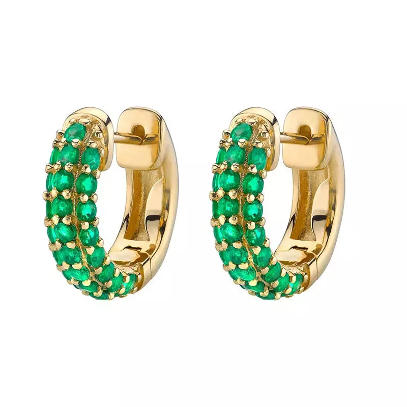 Statement Gemstone Pave Hoop Earring