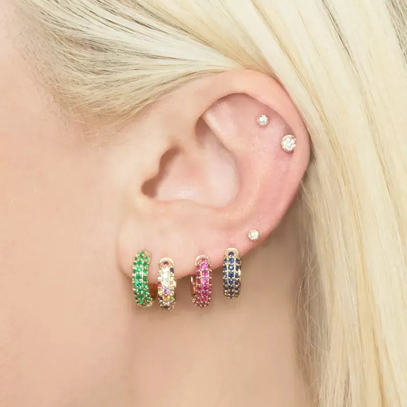 Statement Gemstone Pave Hoop Earring