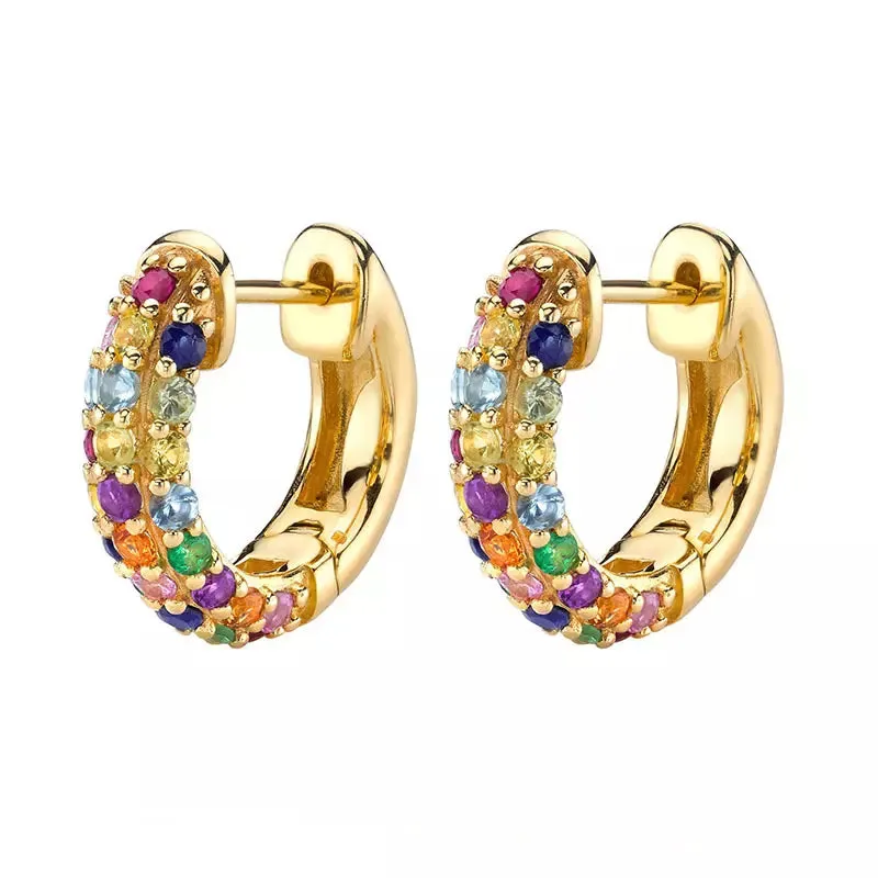 Statement Gemstone Pave Hoop Earring