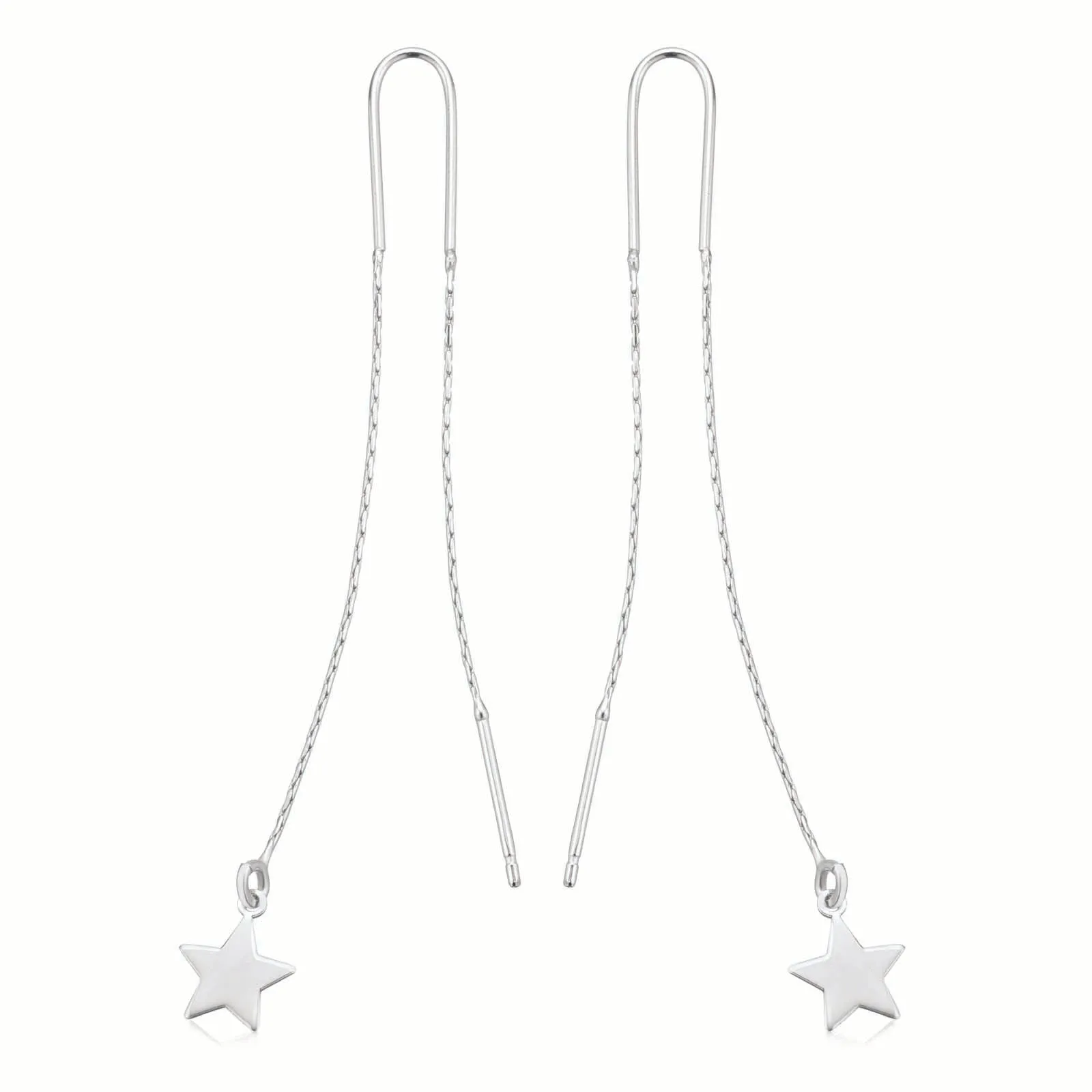 Sterling Silver Star Threader Earrings