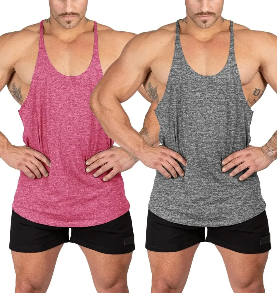 Stringer Bodybuilding Tank Tops Low Cut Off Gym Workout Training Stretch Polyester Quick Dry T Shirts