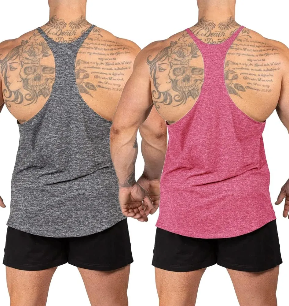Stringer Bodybuilding Tank Tops Low Cut Off Gym Workout Training Stretch Polyester Quick Dry T Shirts