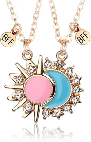 Sun And Moon Matching Necklace for 2, Magnetic Pendant Best Friends Friendship BFF Gifts for Women