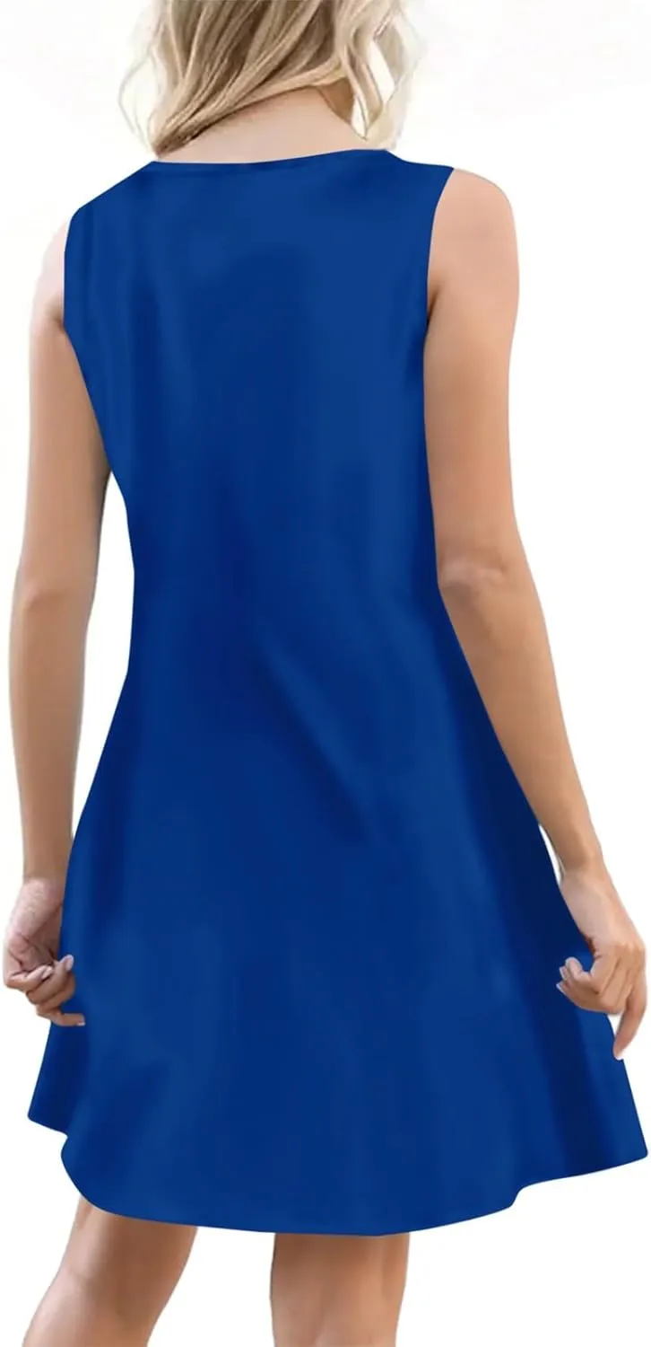 Sundresses for Women 2025 Vacation Boho Floral Beach Dress T-Shirts Tank Dresses with Pockets Swimsuit Cover Ups