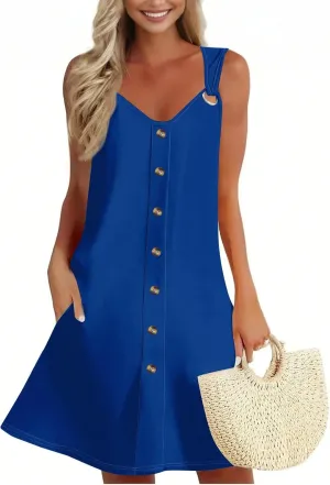 Sundresses for Women 2025 Vacation Boho Floral Beach Dress T-Shirts Tank Dresses with Pockets Swimsuit Cover Ups