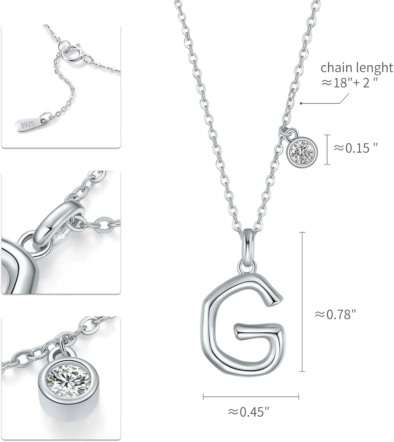 SUNFEEL Initial Necklaces for Women, Sterling Silver Initial Necklace, Dainty Jewelry