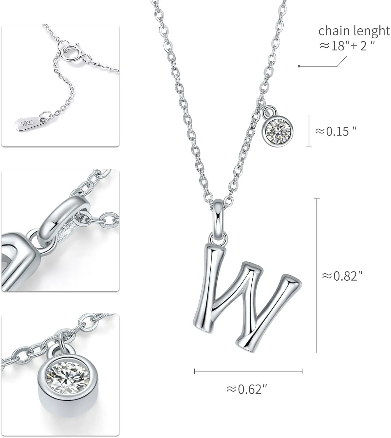 SUNFEEL Initial Necklaces for Women, Sterling Silver Initial Necklace, Dainty Jewelry