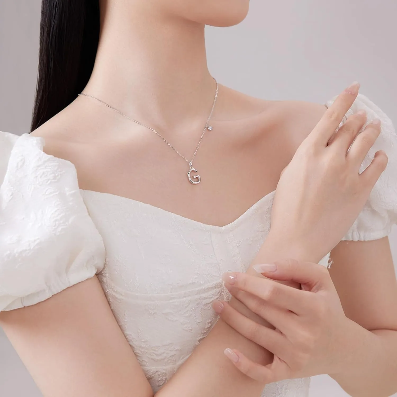 SUNFEEL Initial Necklaces for Women, Sterling Silver Initial Necklace, Dainty Jewelry