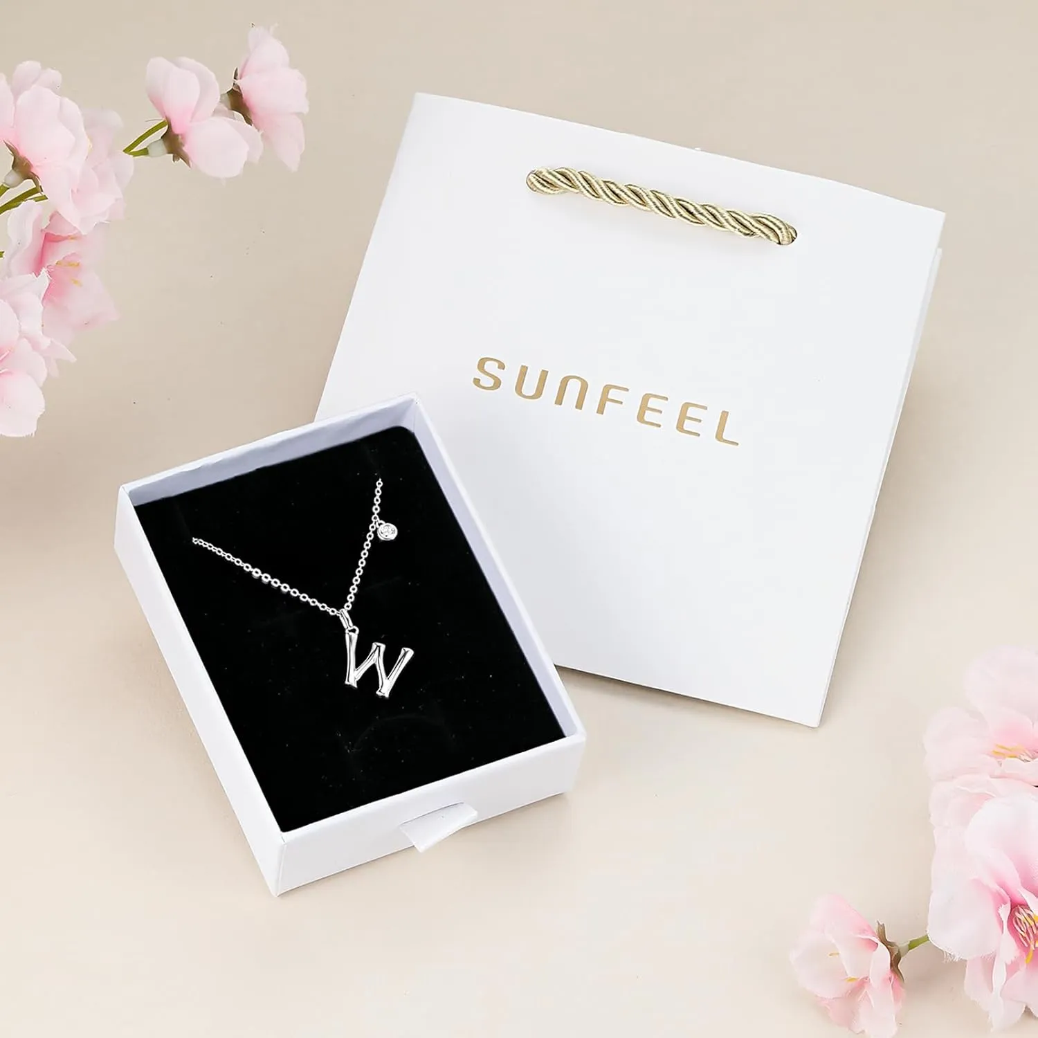 SUNFEEL Initial Necklaces for Women, Sterling Silver Initial Necklace, Dainty Jewelry