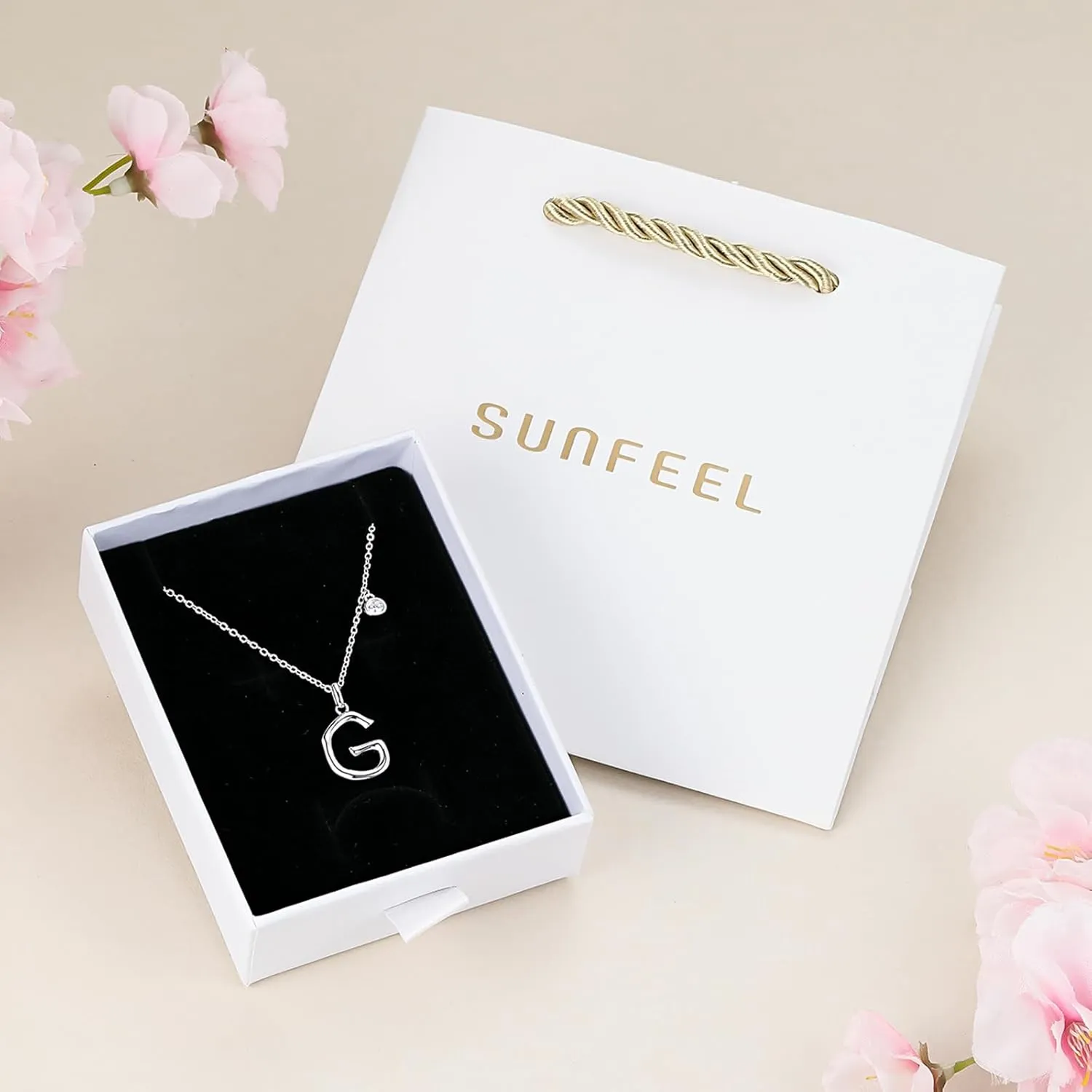 SUNFEEL Initial Necklaces for Women, Sterling Silver Initial Necklace, Dainty Jewelry