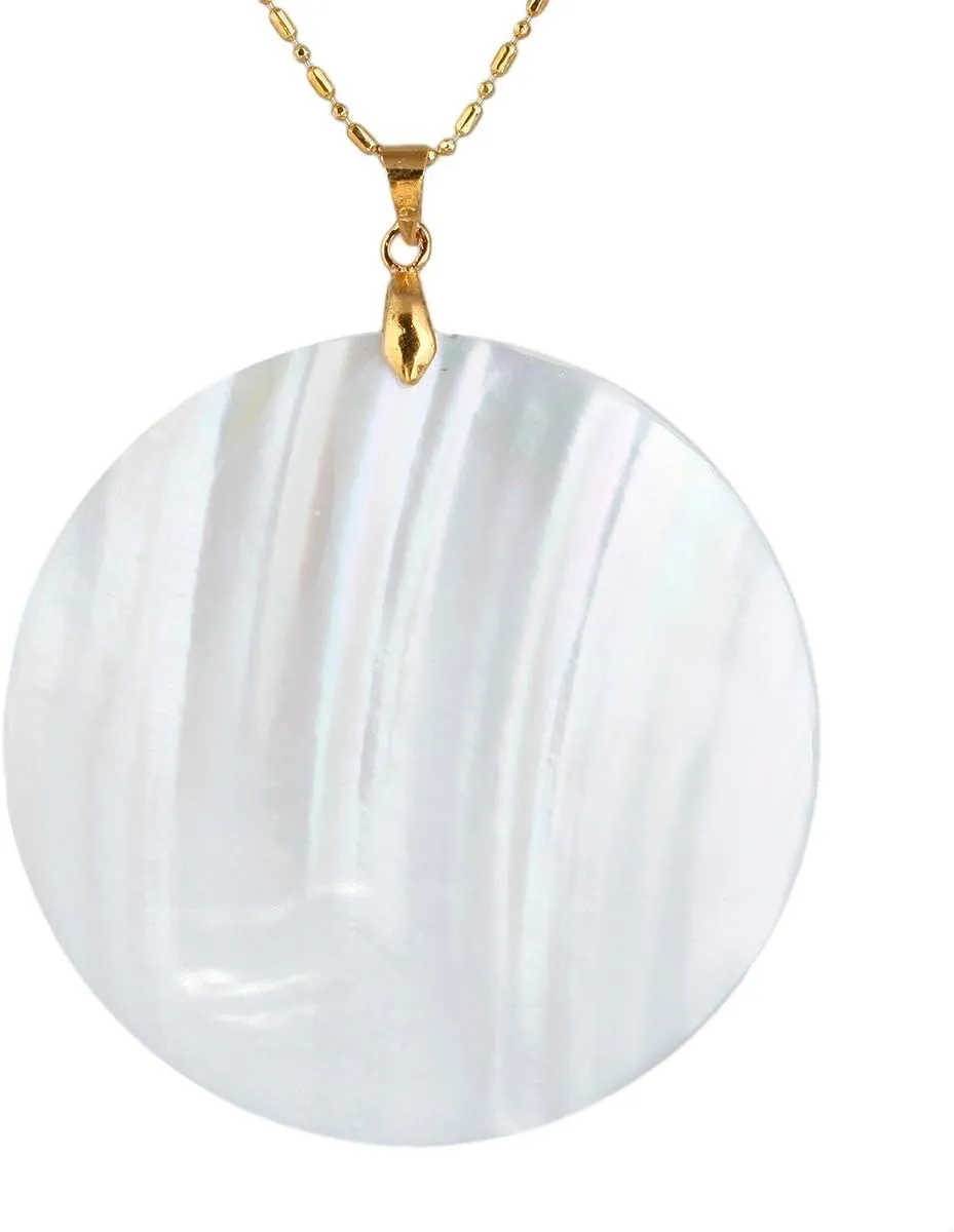 SUNYIK Round White Abalone Shell Pendant Necklace, Necklaces for Women