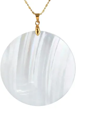 SUNYIK Round White Abalone Shell Pendant Necklace, Necklaces for Women