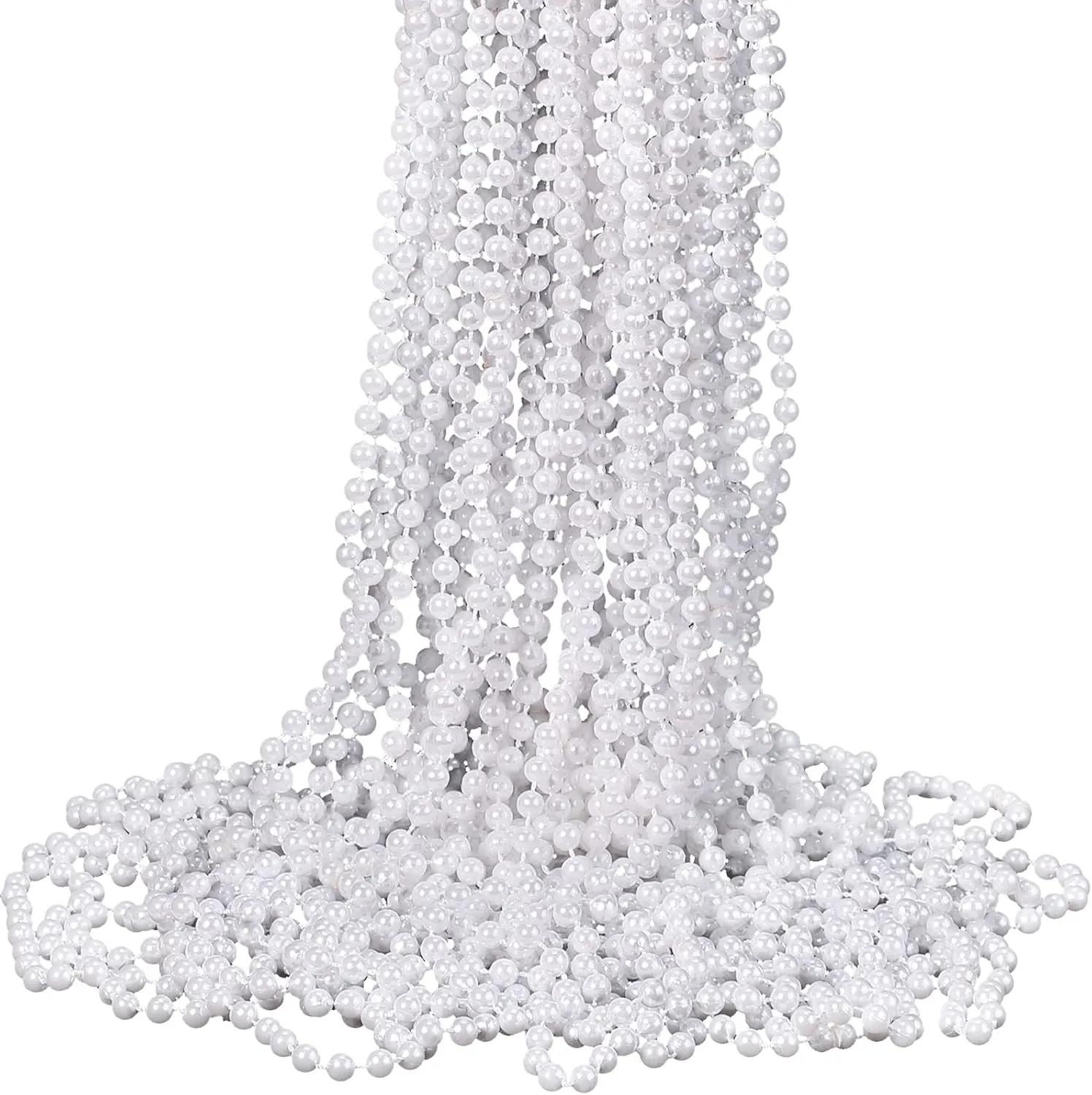 Sureio 36 Pack Long Pearl Necklace Fake Pearl Necklace Bulk Costume Jewelry for Women 1920s White Faux Beaded Strand Layered Accessories for Christmas Wedding Bridal Shower Tea Birthday Decor
