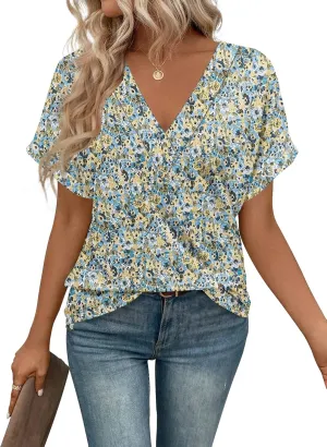 T Shirts Short Sleeve V Neck Tees Womens Tops Beach Vacation Fashion Clothes 2025 Casual Summer Spring Outfits
