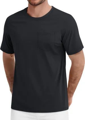 TACVASEN Men's Pocket T Shirts Cotton Short Sleeve Shirt Moisture Wicking Tee Shirt Crew Neck Lightweight Summer Tops