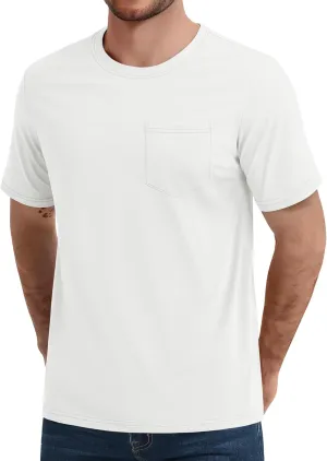 TACVASEN Men's Pocket T Shirts Cotton Short Sleeve Shirt Moisture Wicking Tee Shirt Crew Neck Lightweight Summer Tops