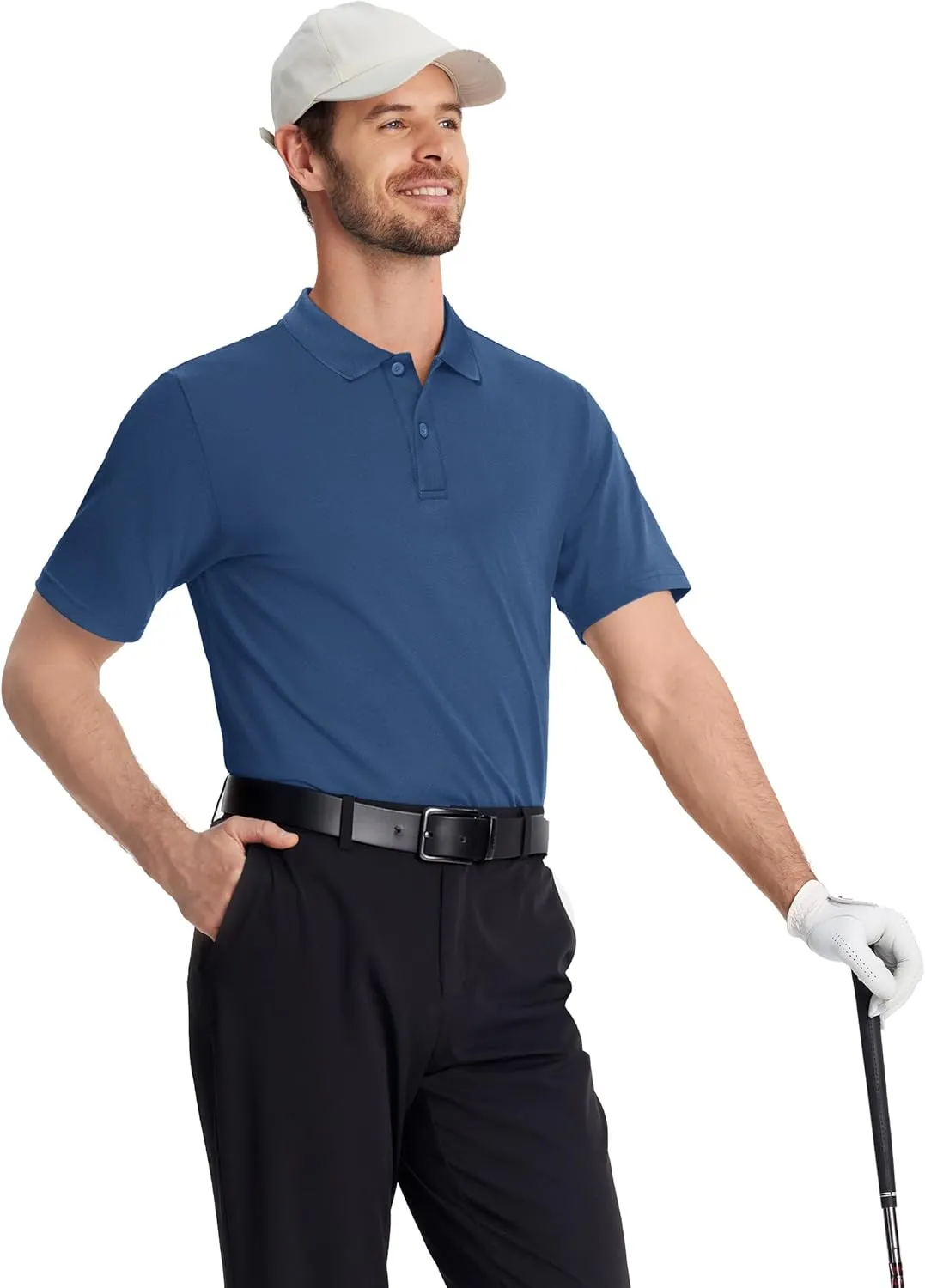 TACVASEN Polo Shirts for Men Short Sleeve Quick-Dry Breathable Pique Golf Polo Solid Cotton Polo T-Shirts