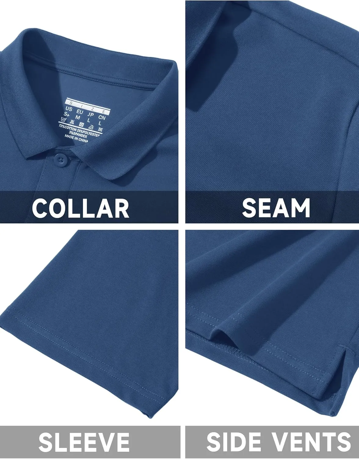 TACVASEN Polo Shirts for Men Short Sleeve Quick-Dry Breathable Pique Golf Polo Solid Cotton Polo T-Shirts