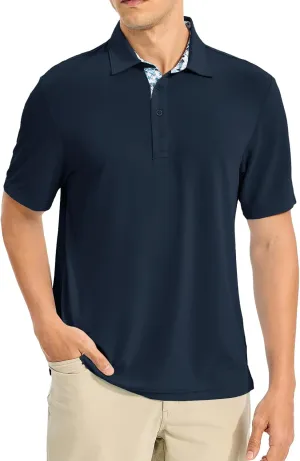 TBMPOY Men's Polo Shirts Short Sleeve 3-Button Golf Moisture Wicking Athletic Tennis T-Shirts Casual Collared Shirt