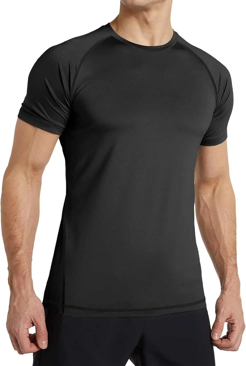 TELALEO 6 Pack Men's Compression Shirt Short Sleeve Athletic Baselayer Sports T Shirts Workout Tops for Men Black White