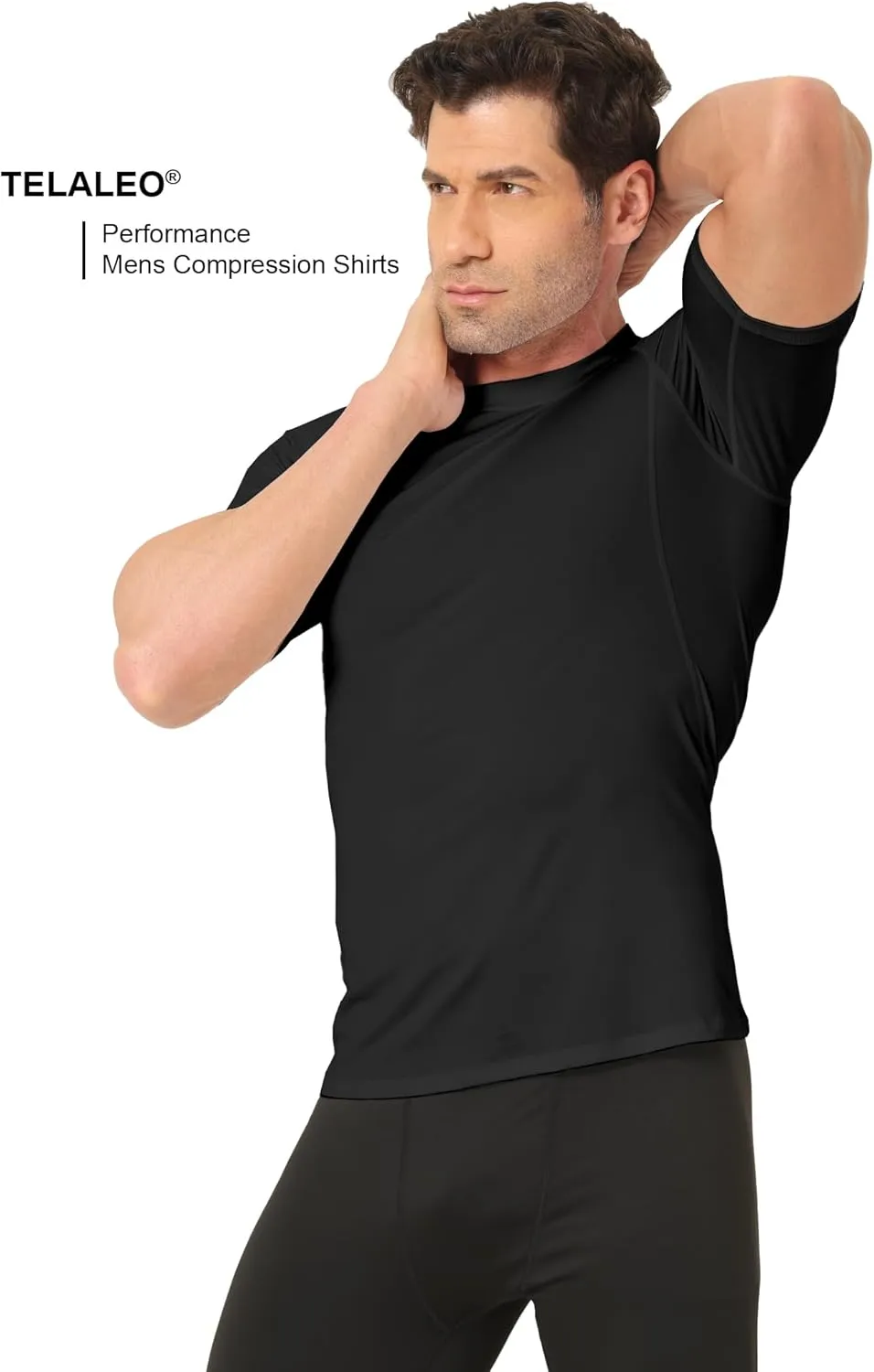 TELALEO 6 Pack Men's Compression Shirt Short Sleeve Athletic Baselayer Sports T Shirts Workout Tops for Men Black White