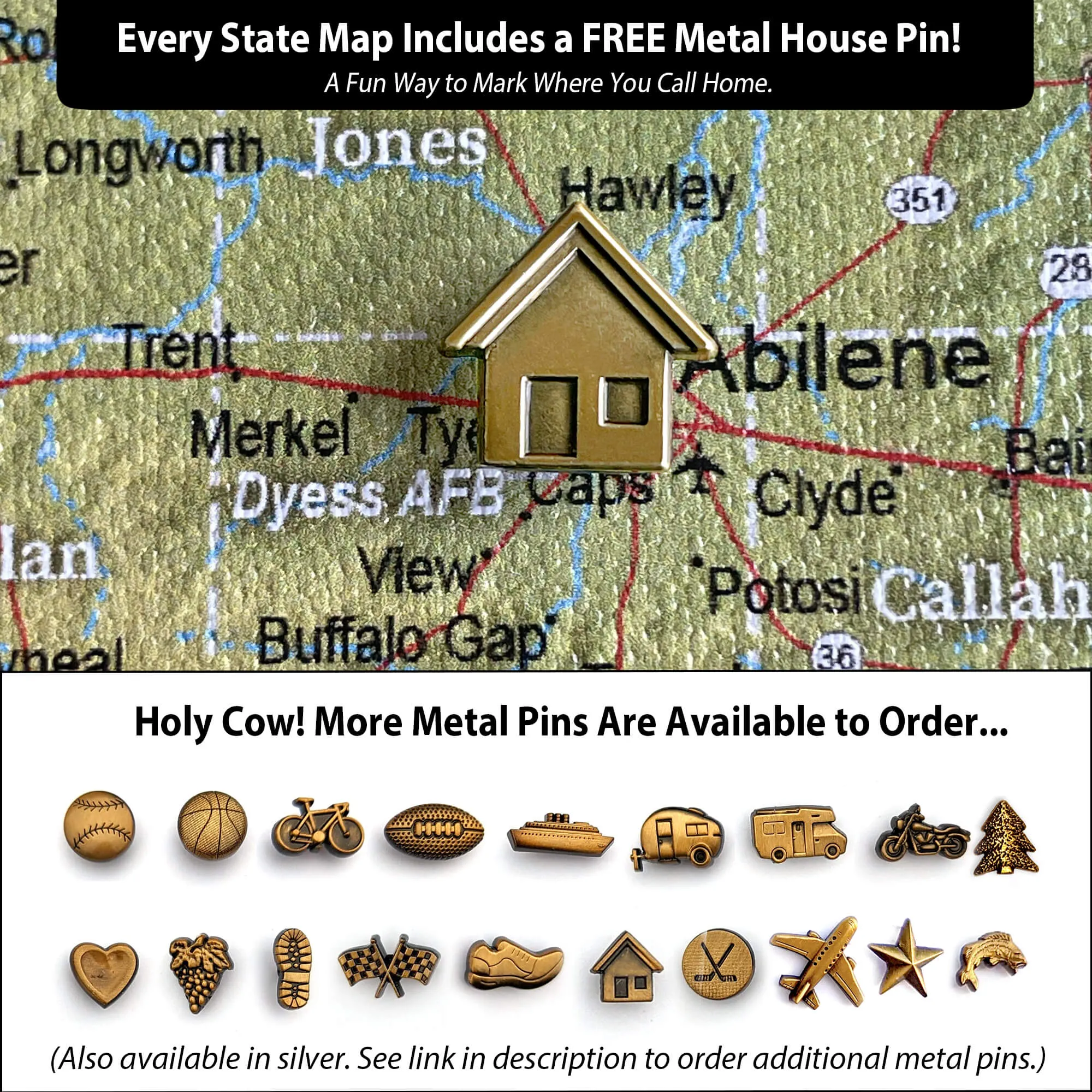 Tennessee Push Pin Terrain Map