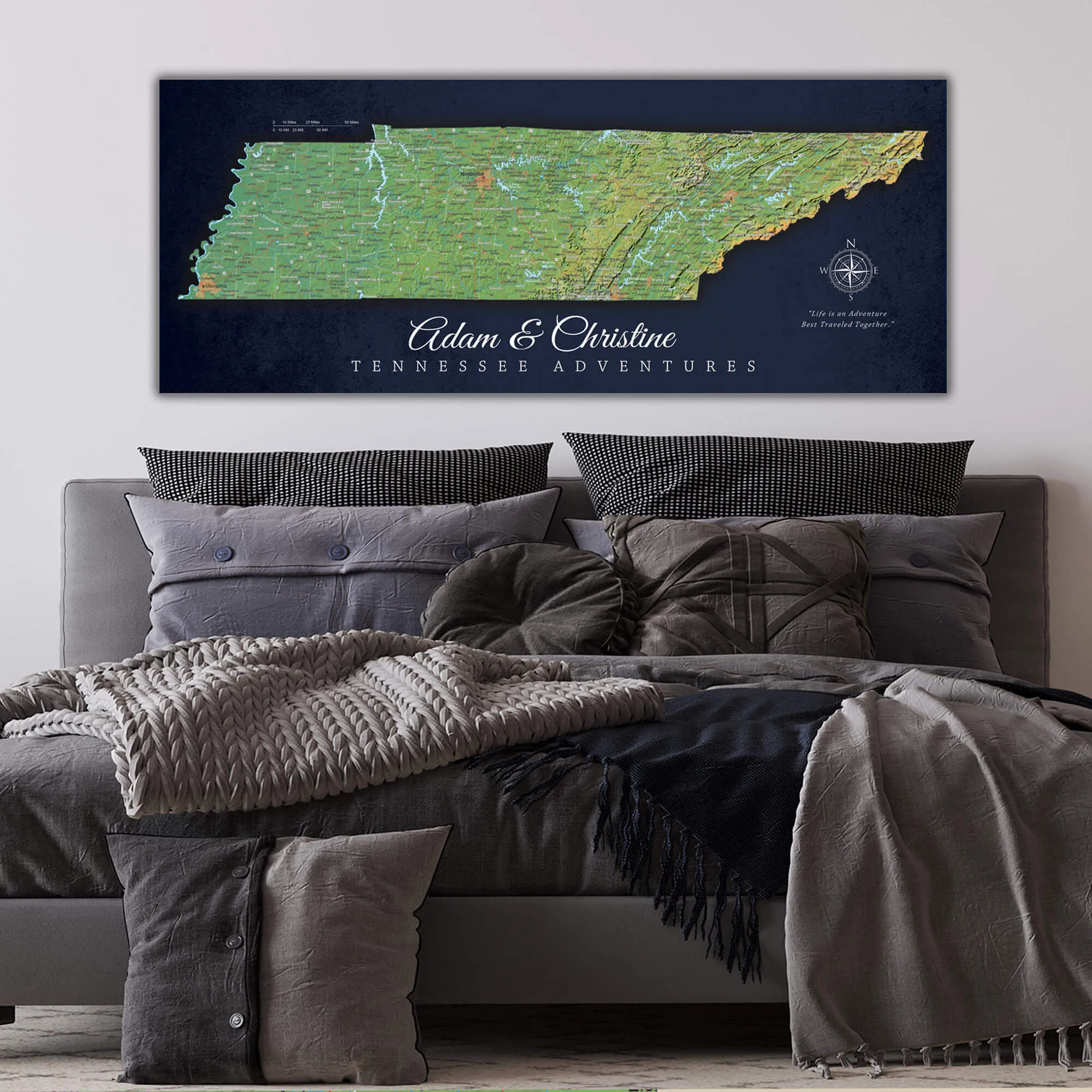 Tennessee Push Pin Terrain Map