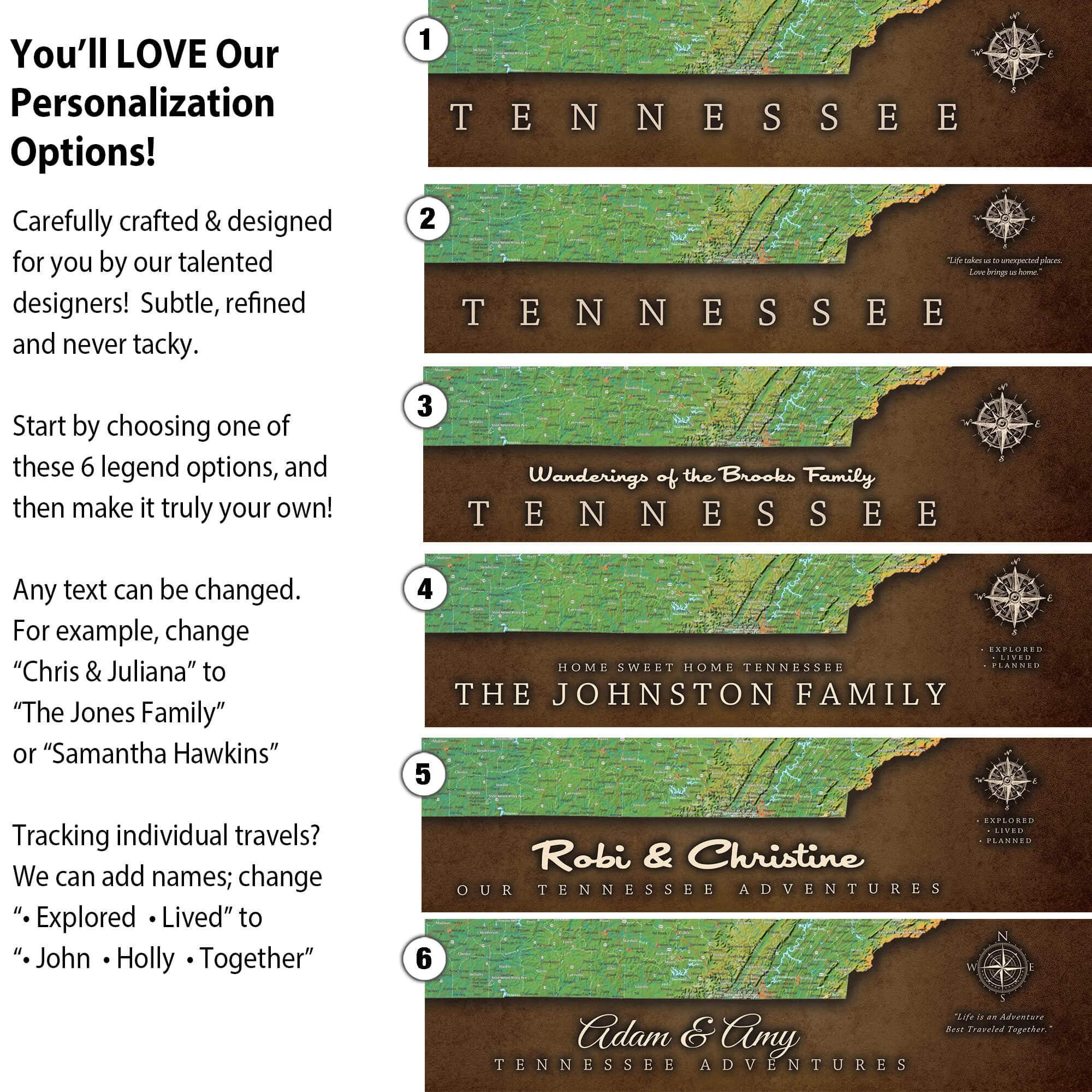 Tennessee Push Pin Terrain Map