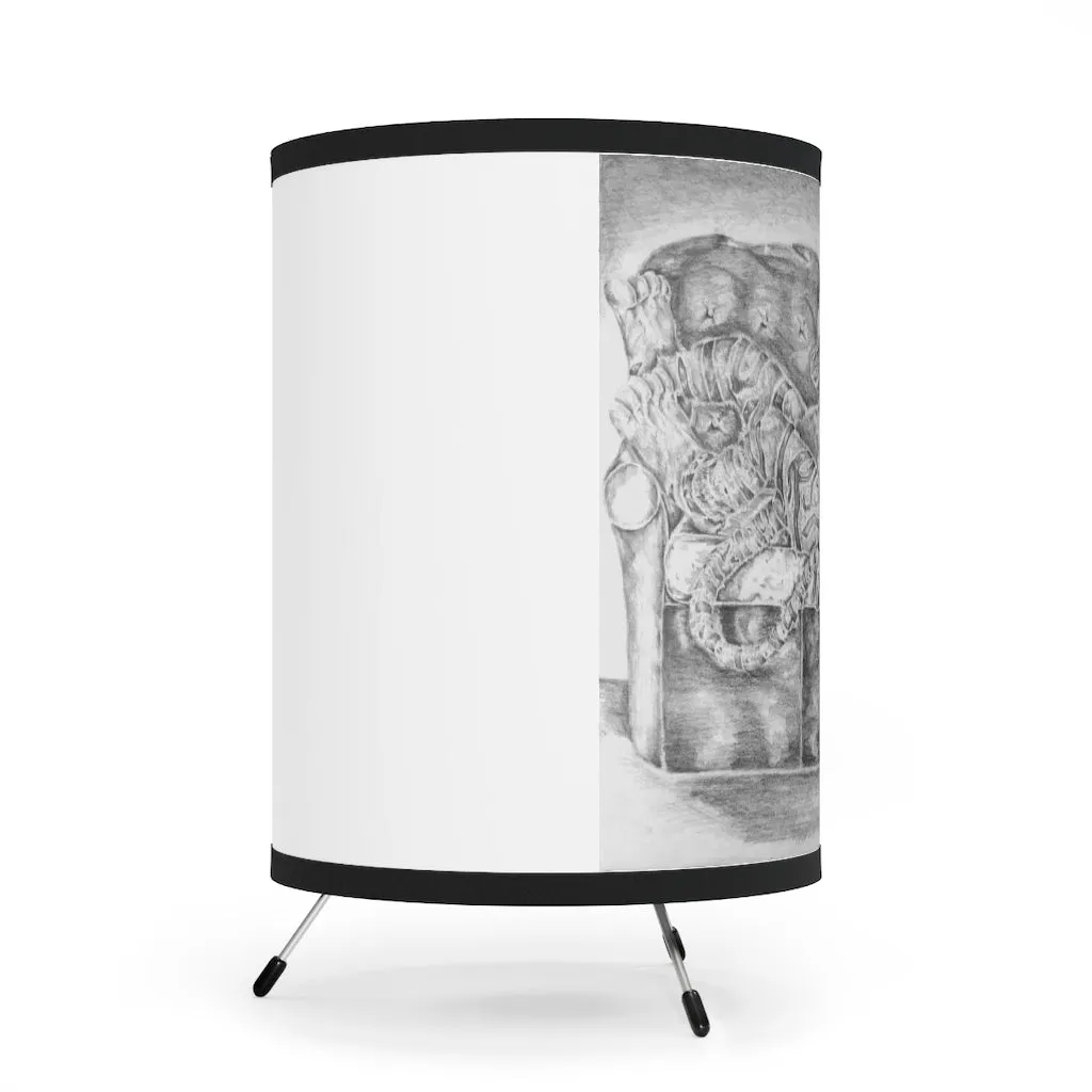 Tiger on a Couch Tripod Lamp with High-Res Printed Shade, US/CA plug