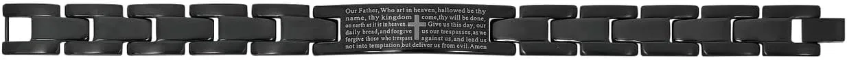 Tiley & Bells MEN'S BLACK STAINLESS STEEL BRACELET WITH THE O.F. PRAYER, COMES BOXED. DIMENSION: 8", MEN'S BLACK STAINLESS O.F.
