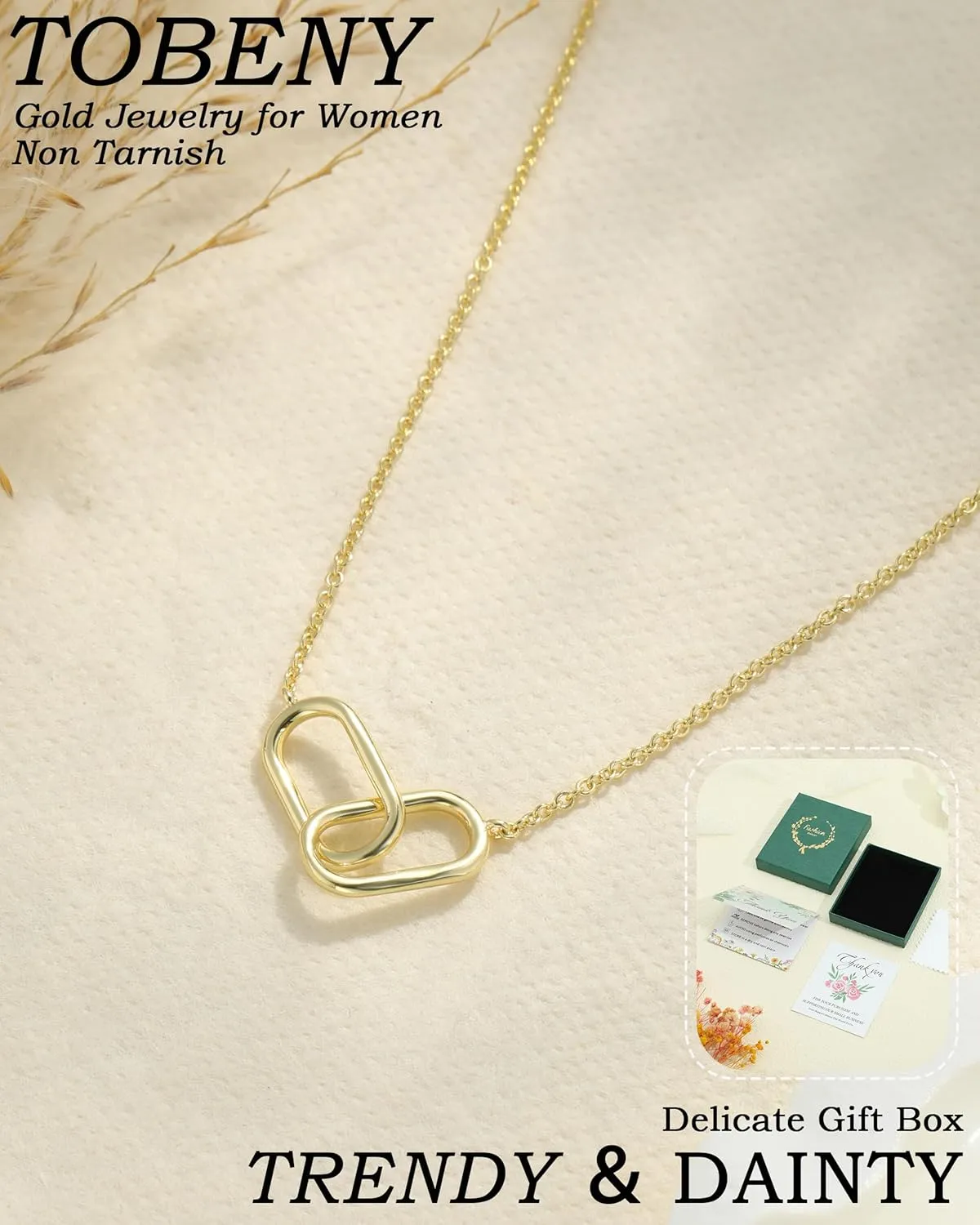 TOBENY Gold Necklace for Women Trendy 14K Gold Plated Dainty Bow Heart Cross Pendant Necklaces Cute Simple Pearl Diamond Paperclip Butterfly Italian Horn Choker Necklaces for Women Gift Jewelry