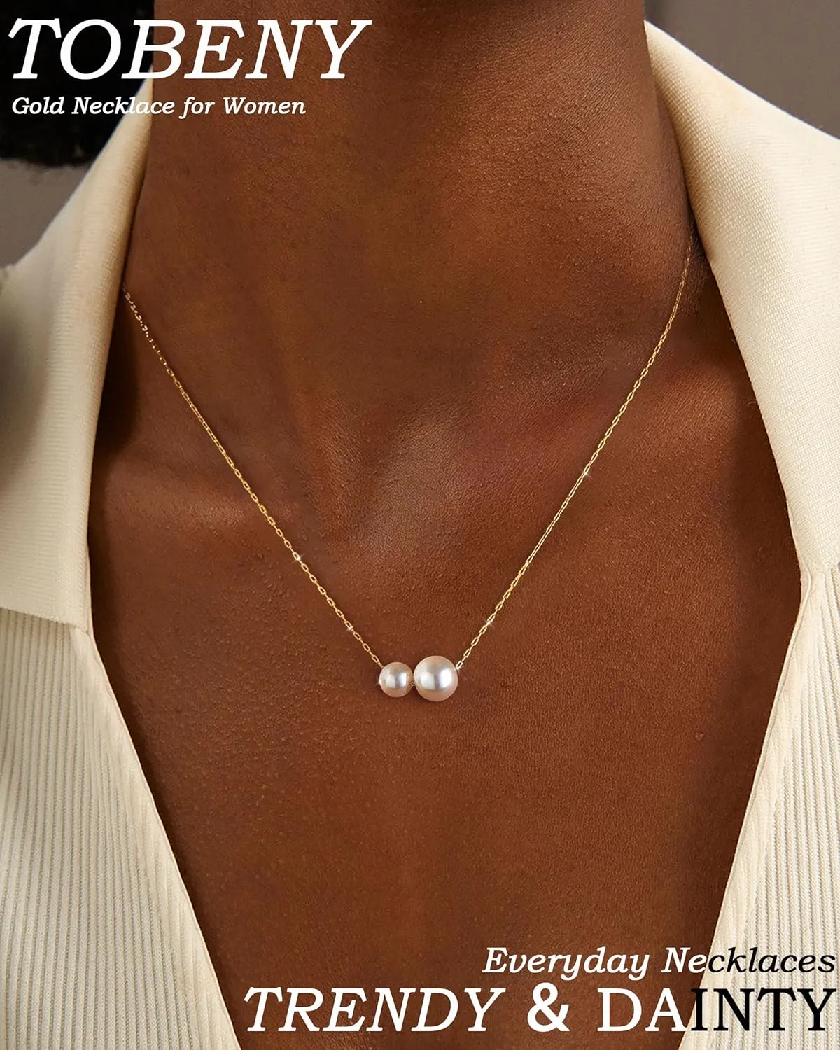TOBENY Gold Necklace for Women Trendy 14K Gold Plated Dainty Bow Heart Cross Pendant Necklaces Cute Simple Pearl Diamond Paperclip Butterfly Italian Horn Choker Necklaces for Women Gift Jewelry