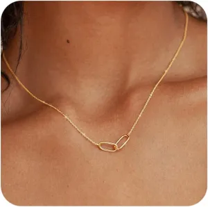 TOBENY Gold Necklace for Women Trendy 14K Gold Plated Dainty Bow Heart Cross Pendant Necklaces Cute Simple Pearl Diamond Paperclip Butterfly Italian Horn Choker Necklaces for Women Gift Jewelry