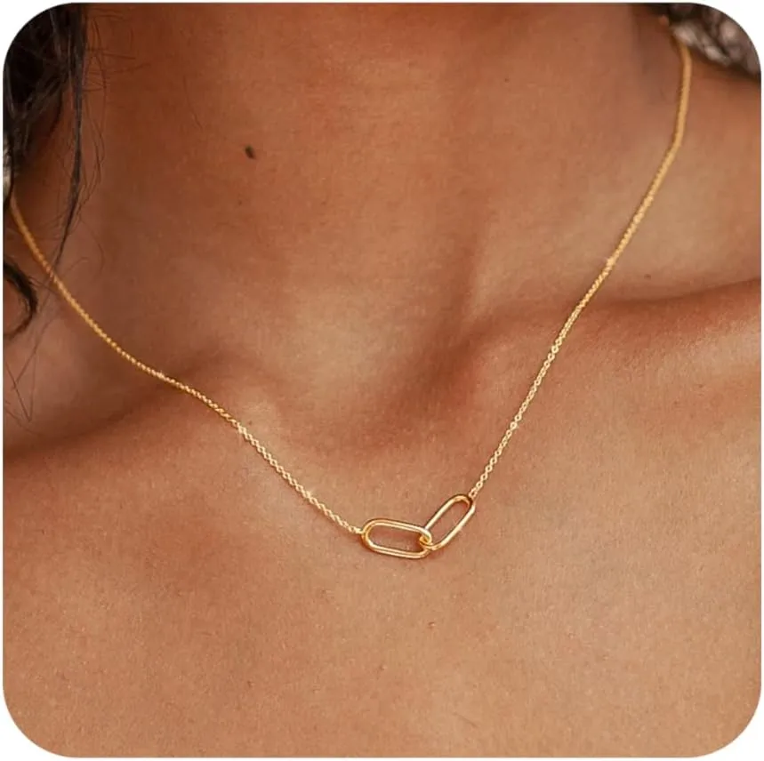 TOBENY Gold Necklace for Women Trendy 14K Gold Plated Dainty Bow Heart Cross Pendant Necklaces Cute Simple Pearl Diamond Paperclip Butterfly Italian Horn Choker Necklaces for Women Gift Jewelry