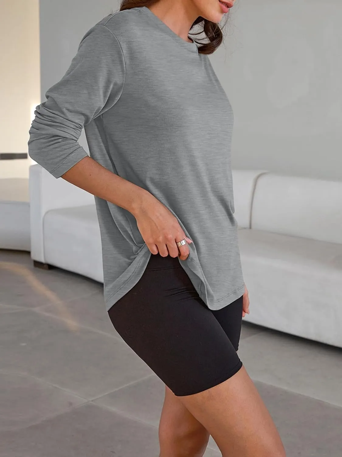 Trendy Queen Womens Oversized Long Sleeve T Shirts 2025 Basic Crewneck Tee Fall Tops Casual Workout Y2K Clothes