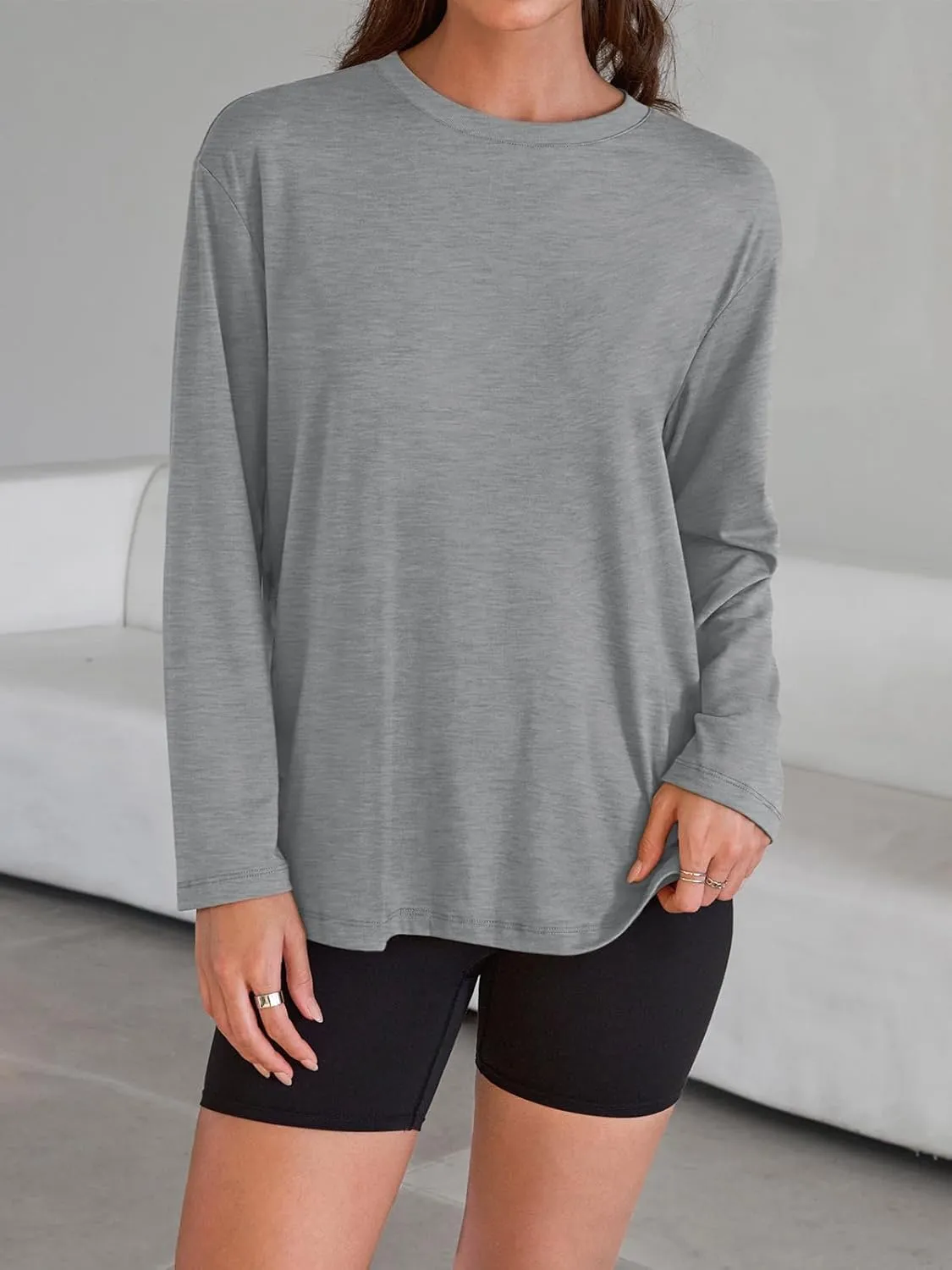 Trendy Queen Womens Oversized Long Sleeve T Shirts 2025 Basic Crewneck Tee Fall Tops Casual Workout Y2K Clothes