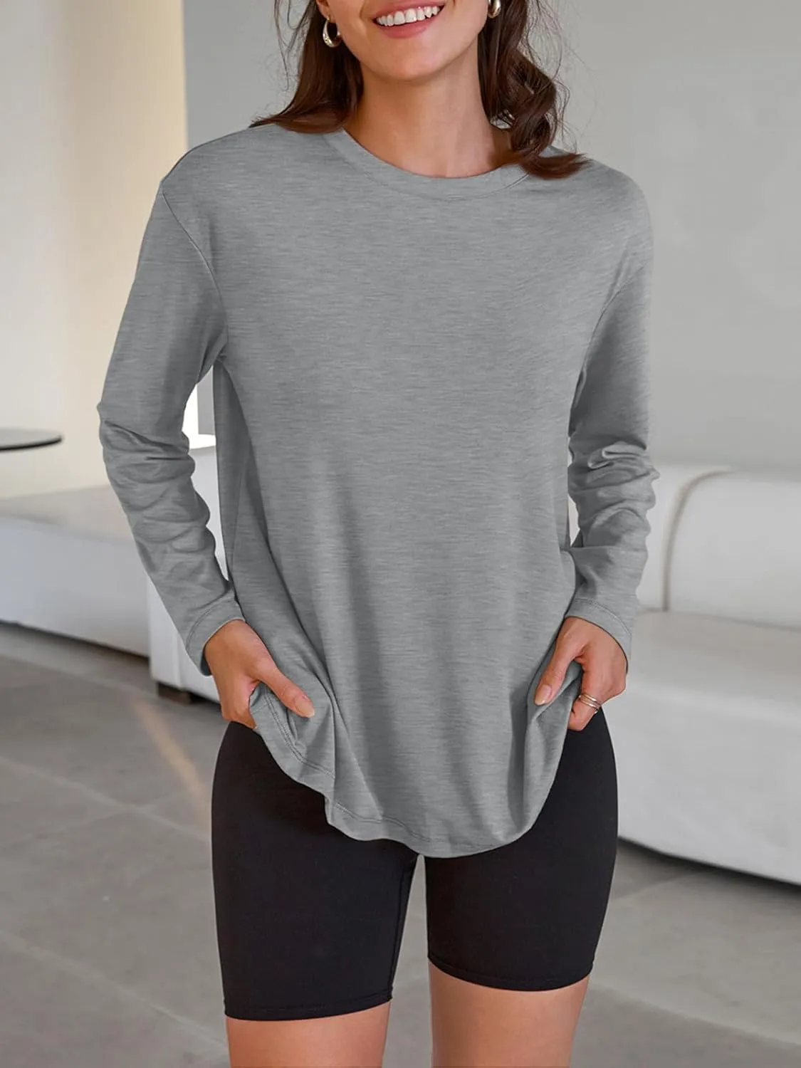 Trendy Queen Womens Oversized Long Sleeve T Shirts 2025 Basic Crewneck Tee Fall Tops Casual Workout Y2K Clothes