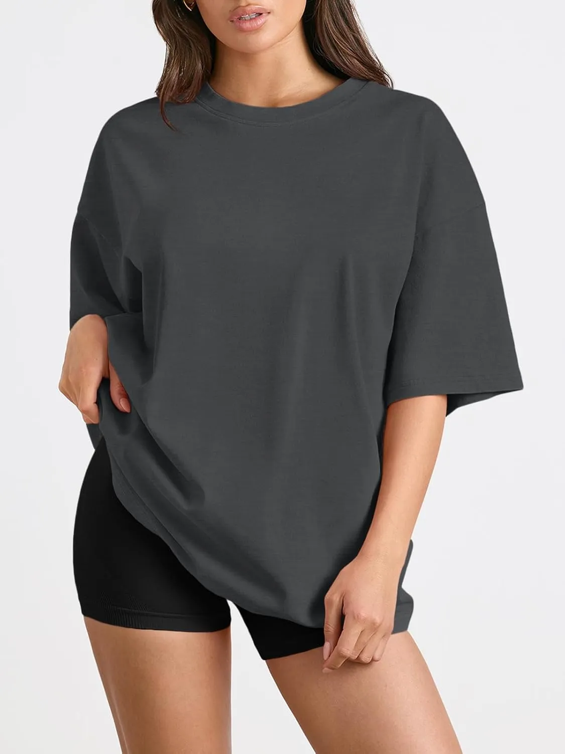 Trendy Queen Womens Oversized Summer T Shirts Fashion Workout Plus Size Tops Short Sleeve Beach Vacation Gym Clothes 2025