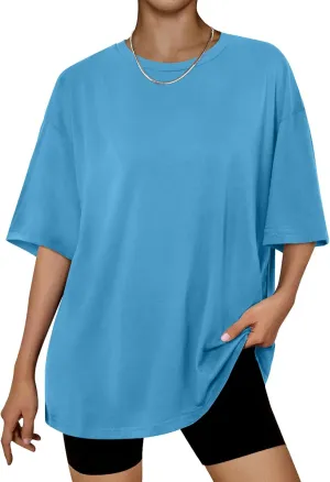 Trendy Queen Womens Oversized Summer T Shirts Fashion Workout Plus Size Tops Short Sleeve Beach Vacation Gym Clothes 2025