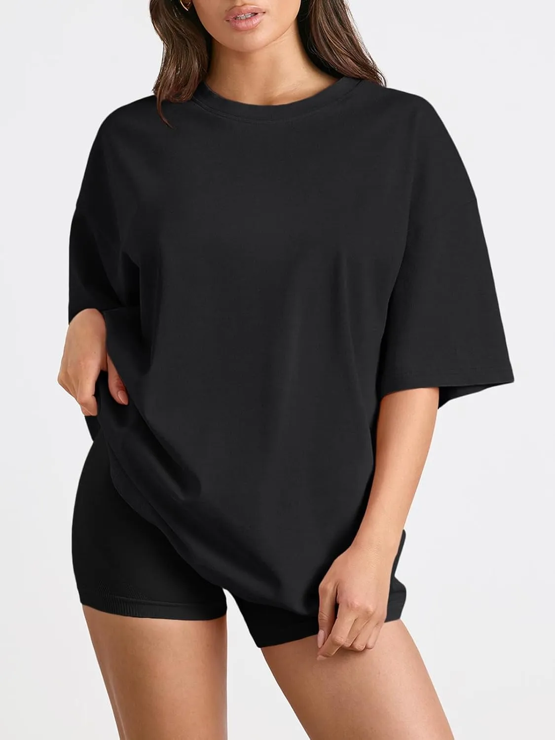 Trendy Queen Womens Oversized Summer T Shirts Fashion Workout Plus Size Tops Short Sleeve Beach Vacation Gym Clothes 2025
