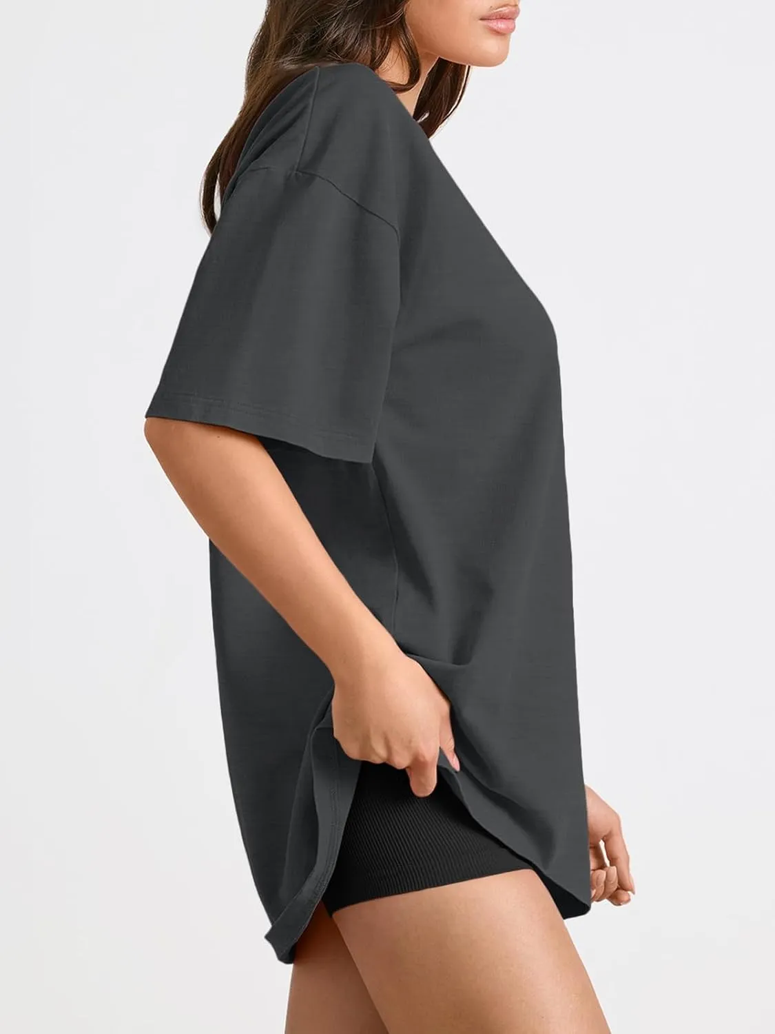 Trendy Queen Womens Oversized Summer T Shirts Fashion Workout Plus Size Tops Short Sleeve Beach Vacation Gym Clothes 2025