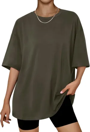Trendy Queen Womens Oversized Summer T Shirts Fashion Workout Plus Size Tops Short Sleeve Beach Vacation Gym Clothes 2025