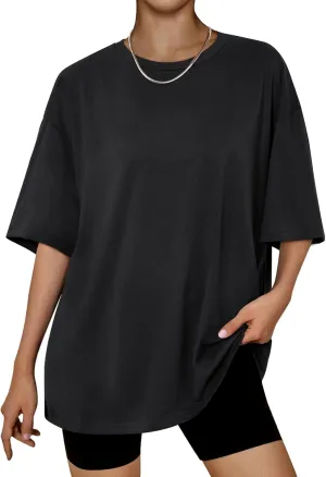 Trendy Queen Womens Oversized Summer T Shirts Fashion Workout Plus Size Tops Short Sleeve Beach Vacation Gym Clothes 2025