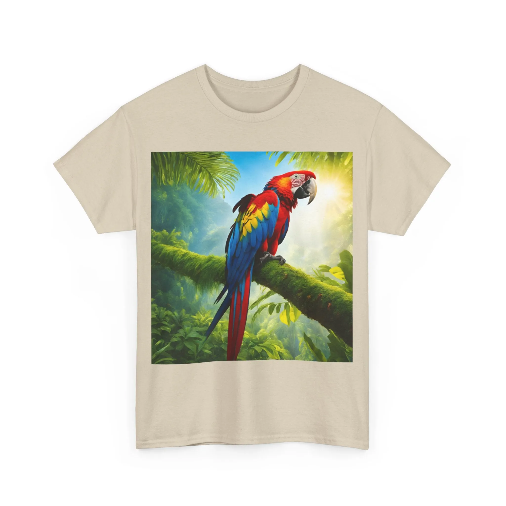 Tropical Vibes Unisex Heavy Cotton Tee | Colorful Parrot Design