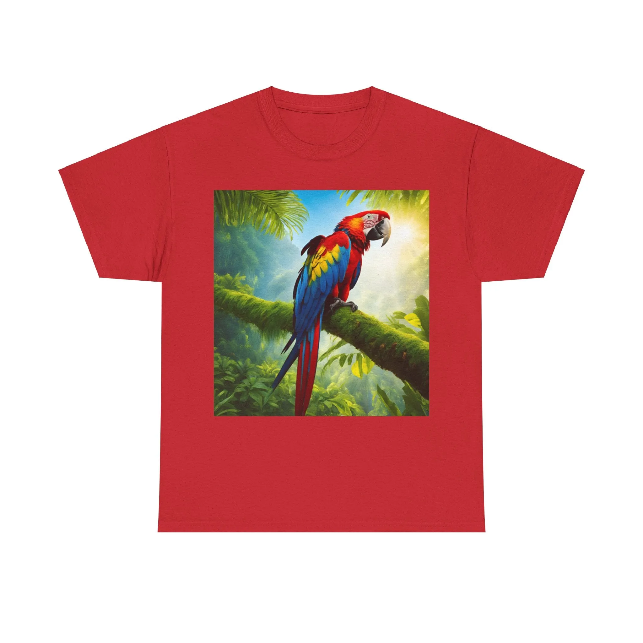 Tropical Vibes Unisex Heavy Cotton Tee | Colorful Parrot Design
