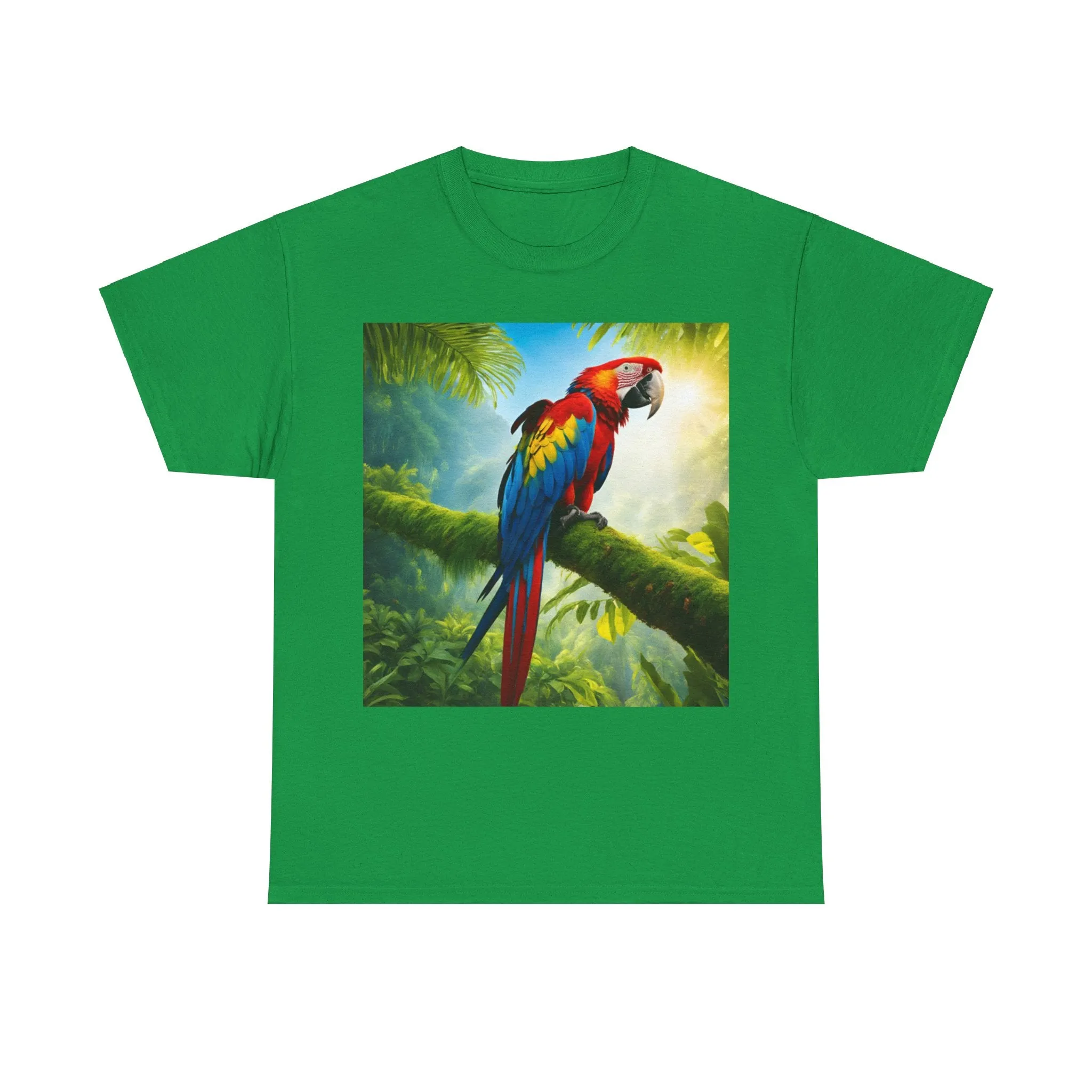 Tropical Vibes Unisex Heavy Cotton Tee | Colorful Parrot Design
